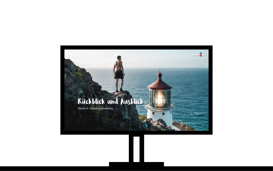 Symbolbild: Monitor mit Powerpoint: Rückblick und Ausblick